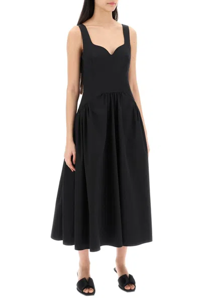 Shop Alexander Mcqueen Midi Poplin Dress In Women In Black