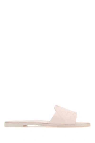 Shop Alexander Mcqueen Woman Pastel Pink Leather Slippers