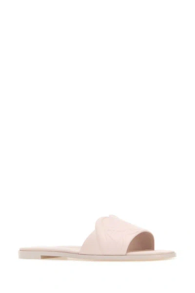 Shop Alexander Mcqueen Woman Pastel Pink Leather Slippers