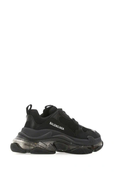 Shop Balenciaga Woman Black Synthetic Leather And Fabric Triple S Sneakers