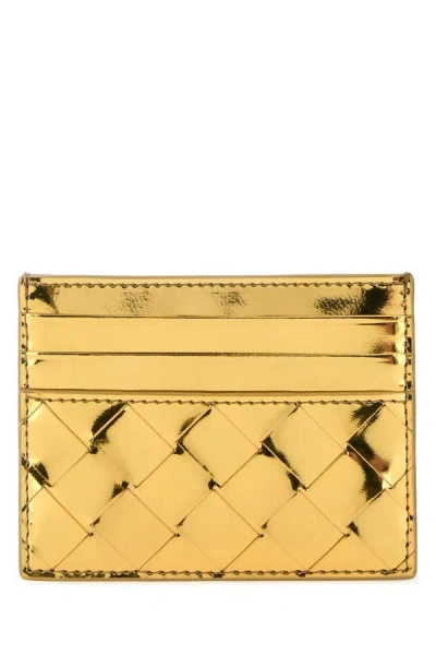 Shop Bottega Veneta Woman Gold Leather Card Holder