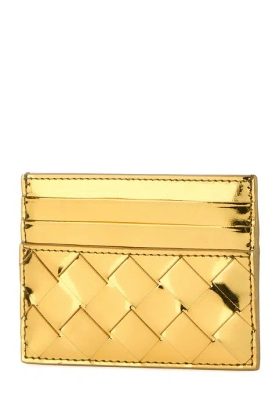 Shop Bottega Veneta Woman Gold Leather Card Holder