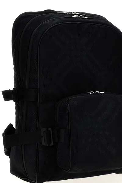 Shop Burberry Men Check Jacquard Backpack In Black
