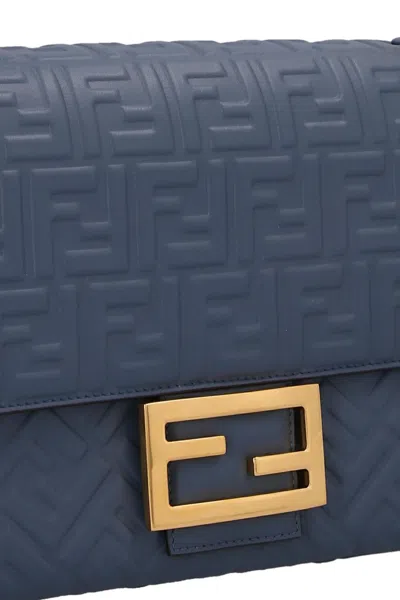 Shop Fendi Women 'baguette' Large Shoulder Bag In Blue