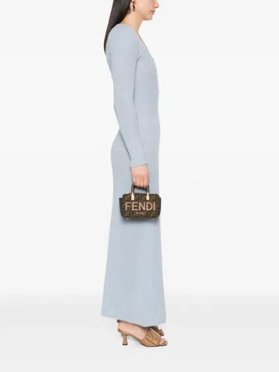 Shop Fendi Women By The Way Mini Fabric Boston Bag In Brown