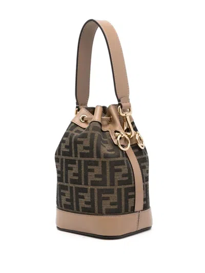Shop Fendi Women Mon Tresor Ff Mini Bucket Bag In Brown