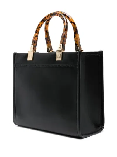 Shop Fendi Women Sunshine Small Shopper Bag In Black