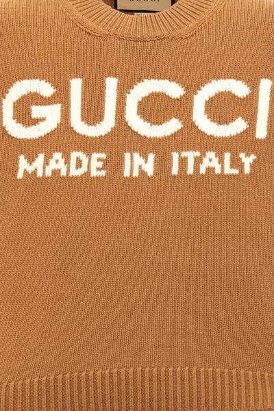 Shop Gucci Women Jacquard Logo Sweater In Cream