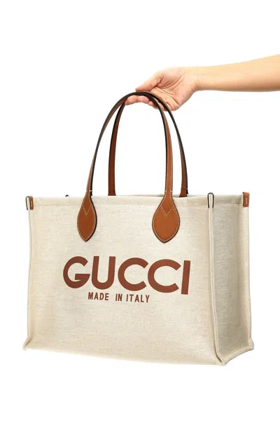 Shop Gucci Women Logo Shopping Bag In Cream