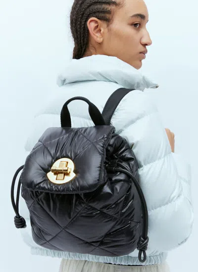 Shop Moncler Women Puf Quilted Backpack In Black