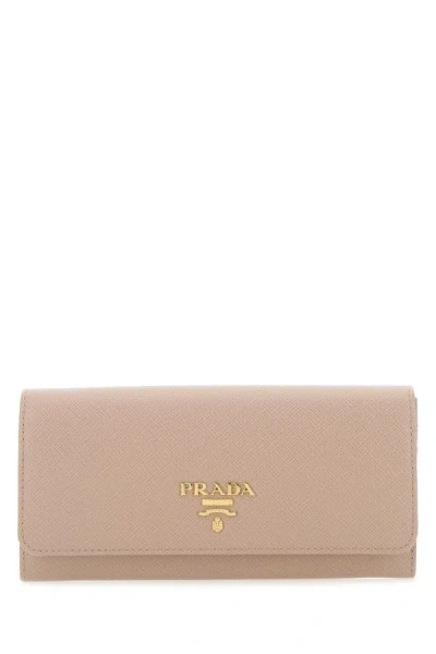 Shop Prada Woman Powder Pink Leather Wallet