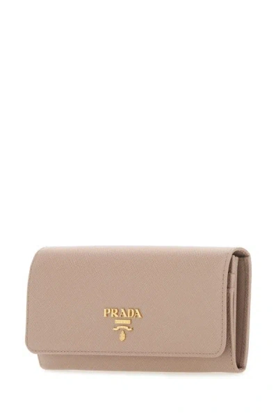 Shop Prada Woman Powder Pink Leather Wallet
