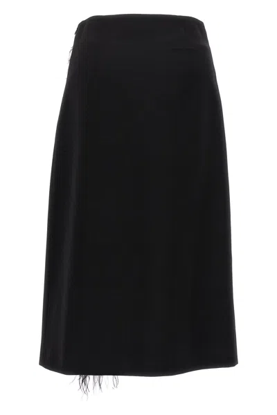 Shop Prada Women Feather Midi Skirt In Black