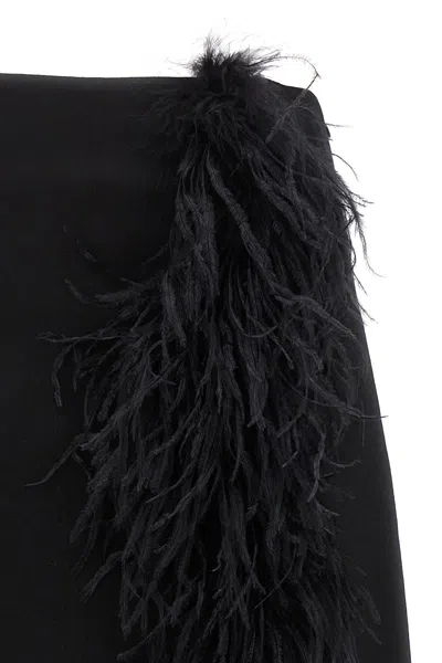 Shop Prada Women Feather Midi Skirt In Black