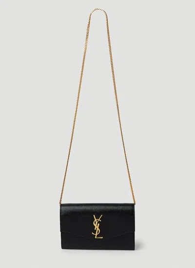 Shop Saint Laurent Women Envelope Chain Shoulder Bag In Black
