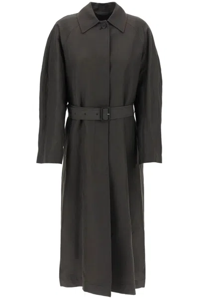 Shop Totême Toteme Lightweight Linen Blend Coat Women In Gray