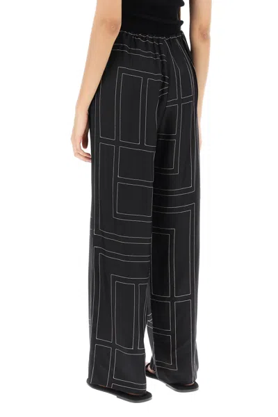 Shop Totême Toteme Monogram Embroidered Pajama Pants Women In Black