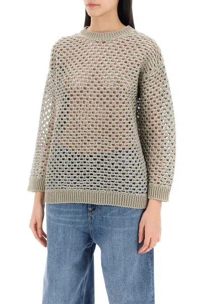 Shop Valentino Garavani "mesh Knit Pullover With Sequins Embell Women In Multicolor