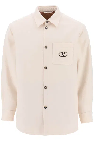 Shop Valentino Garavani Padded Overshirt With Vlogo Signature Patch Men In White