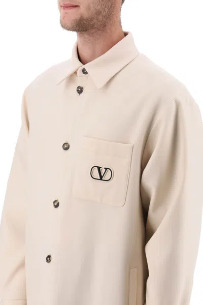 Shop Valentino Garavani Padded Overshirt With Vlogo Signature Patch Men In White