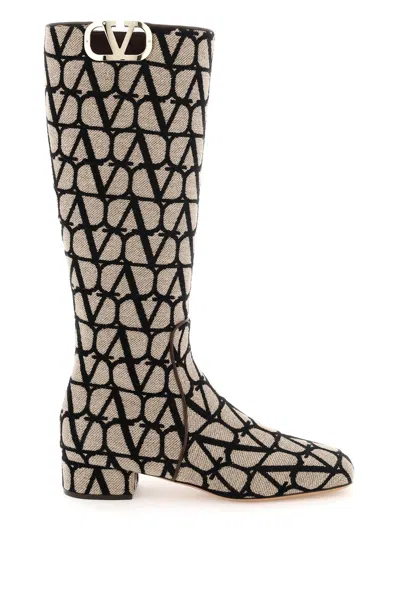 Shop Valentino Garavani Vlogo Type Toile Iconographe Boots Women In Multicolor