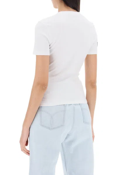 Shop Versace "logo Rhinestone T-shirt Women In White