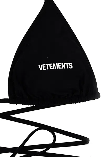 Shop Vetements Women 'logo' Bikini Top In Black
