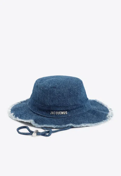 Shop Jacquemus Artichaut Frayed Hat In Blue