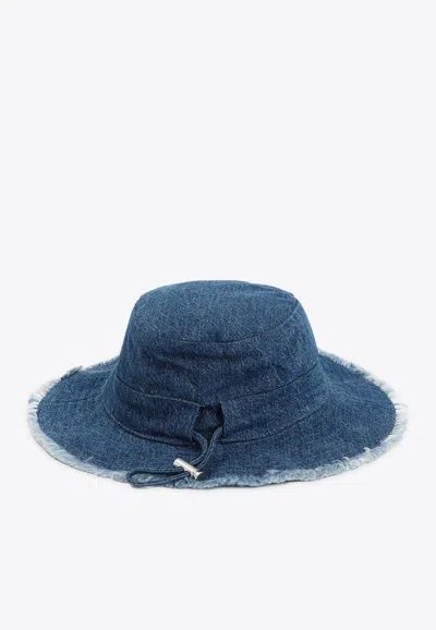 Shop Jacquemus Artichaut Frayed Hat In Blue