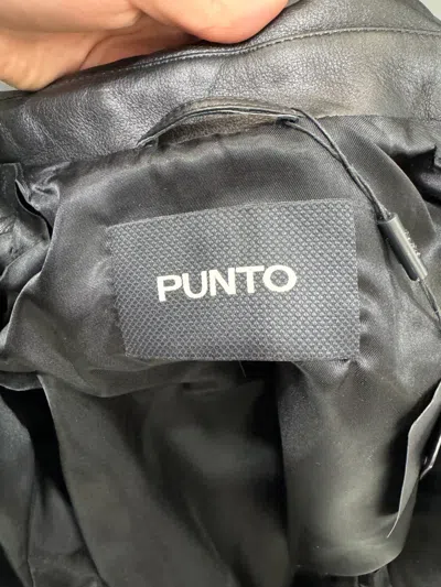 Pre-owned Punto Oversize Leather Jacket In Black