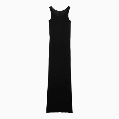 Shop Ami Alexandre Mattiussi Ami Paris Black Cotton Long Dress With Buttons