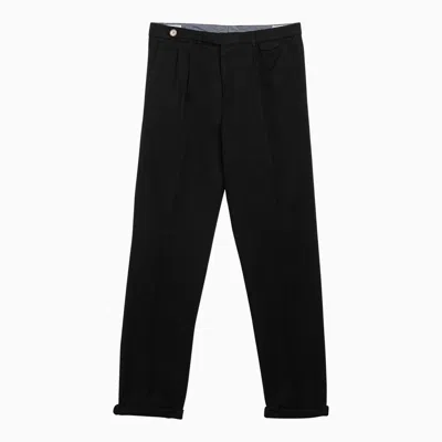 Shop Brunello Cucinelli Black Cotton Regular Pants