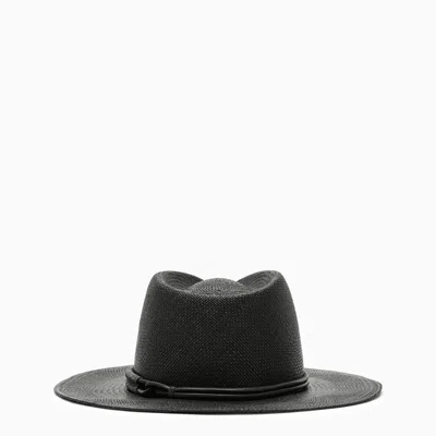 Shop Brunello Cucinelli Black Straw Hat