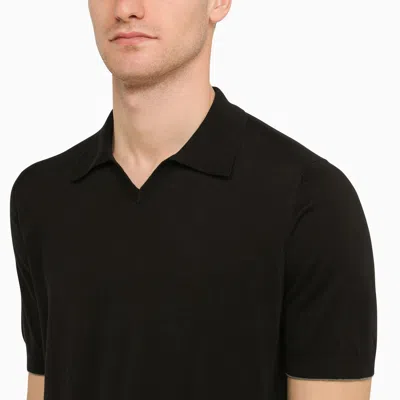 Shop Brunello Cucinelli Black Cotton Short Sleeved Polo Shirt