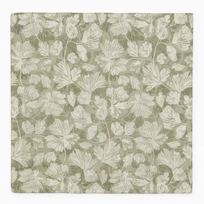 Shop Brunello Cucinelli Green Silk Scarf With Floral Pattern