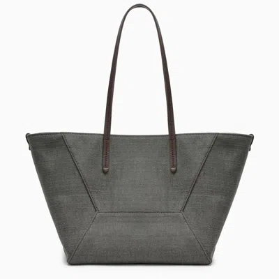 Shop Brunello Cucinelli Grey Shopper Bag In Cotton And Linen