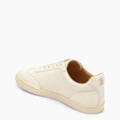 Shop Brunello Cucinelli Low White Leather Trainer