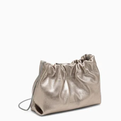 Shop Brunello Cucinelli Soft Pearl Coloured Leather Bag