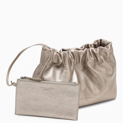 Shop Brunello Cucinelli Soft Pearl Coloured Leather Bag