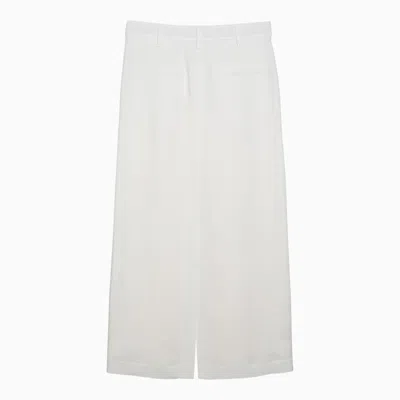 Shop Brunello Cucinelli White Linen Blend Skirt