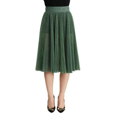 Shop Dolce & Gabbana Metallic Pleated Skirt