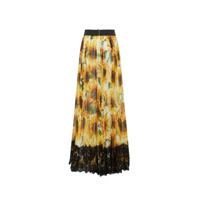 Shop Dolce & Gabbana Silk Printed Midi Skirt
