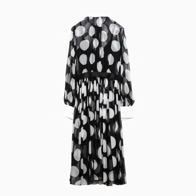 Shop Dolce & Gabbana Dolce&gabbana Longuette Dress With Polka Dots In Silk Chiffon