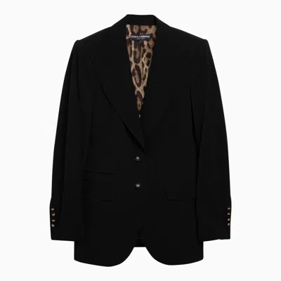 Shop Dolce & Gabbana Dolce&gabbana Turlington Single Breasted Black Wool Jacket