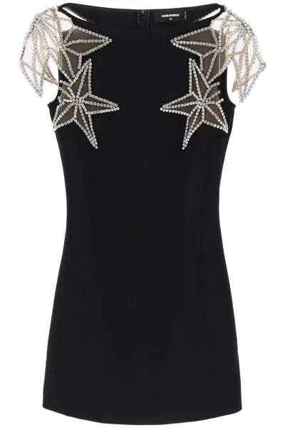 Shop Dsquared2 Short Dress With Crystal Stars Pattern