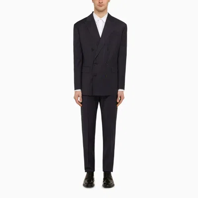 Shop Dsquared2 Wallstreet Double Breasted Suit In Blue Wool