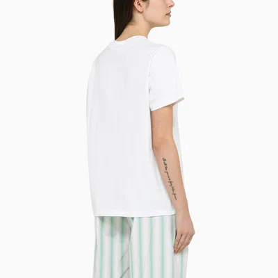 Shop Ganni White Cotton T Shirt With Logo Print