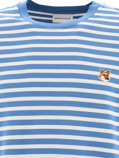Shop Maison Kitsuné "fox Head" Striped T Shirt