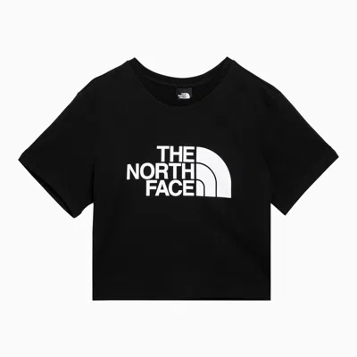 Shop The North Face Black Cotton Cropped T Shirt With Logo