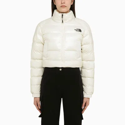 Shop The North Face Glossy White Cropped Nylon Down Jacket